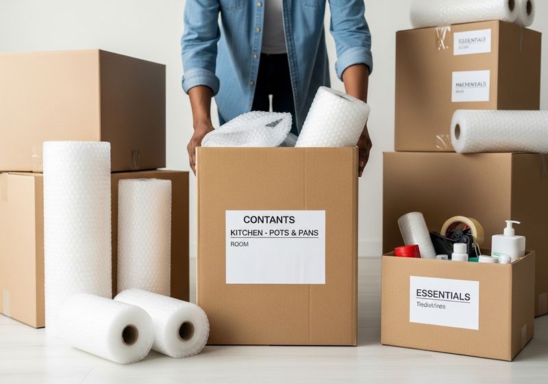 Loaded packing boxes.