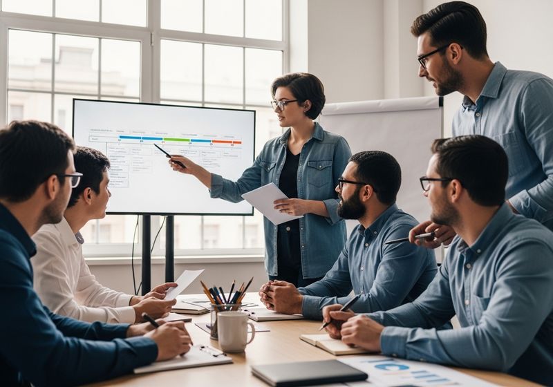 Office workers in a meeting.