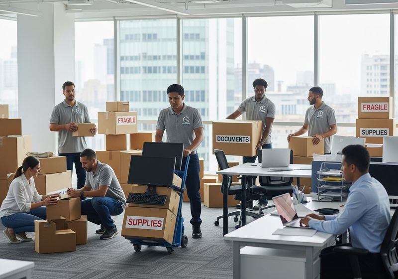 An active office moving situation.