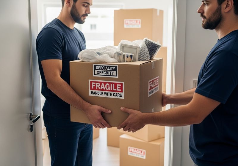 Boxes labeled "fragile."