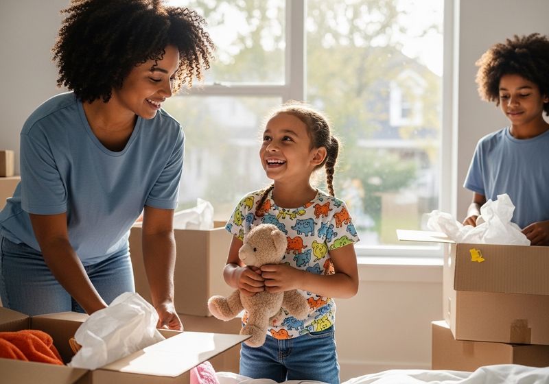 A family moving into their new home.