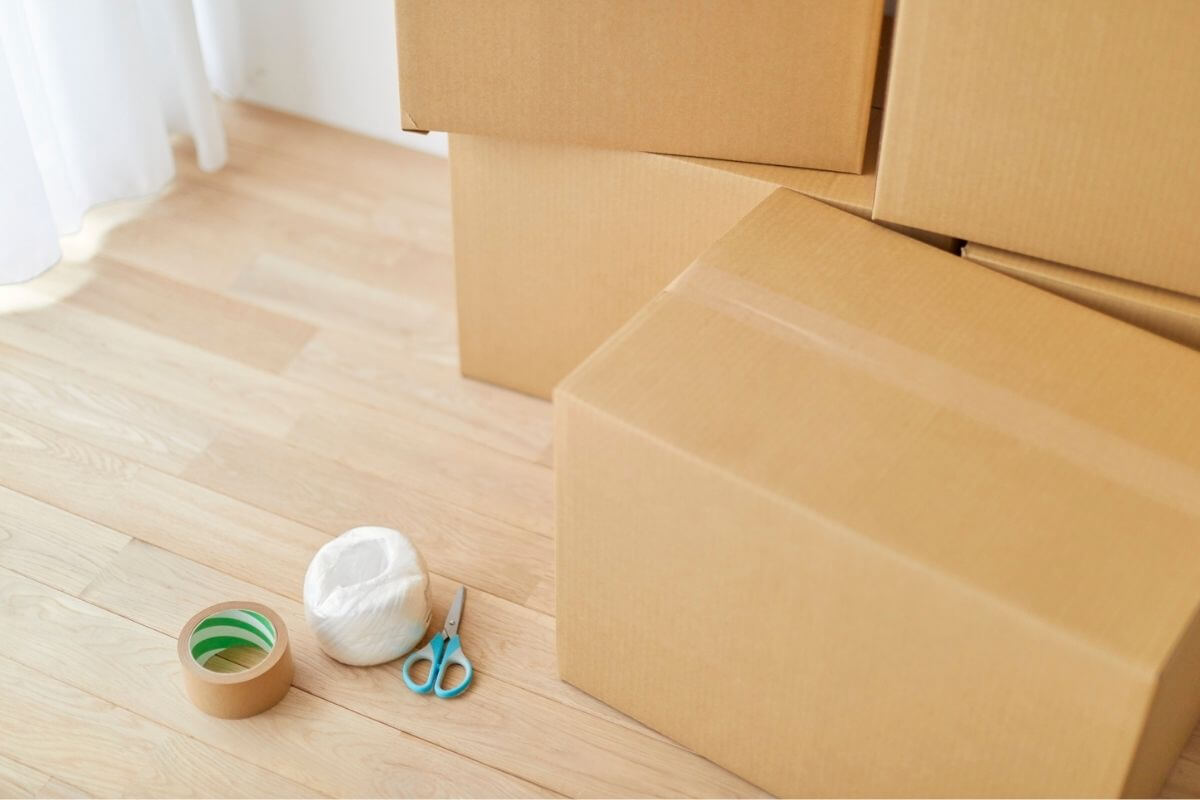 moving boxes and tape