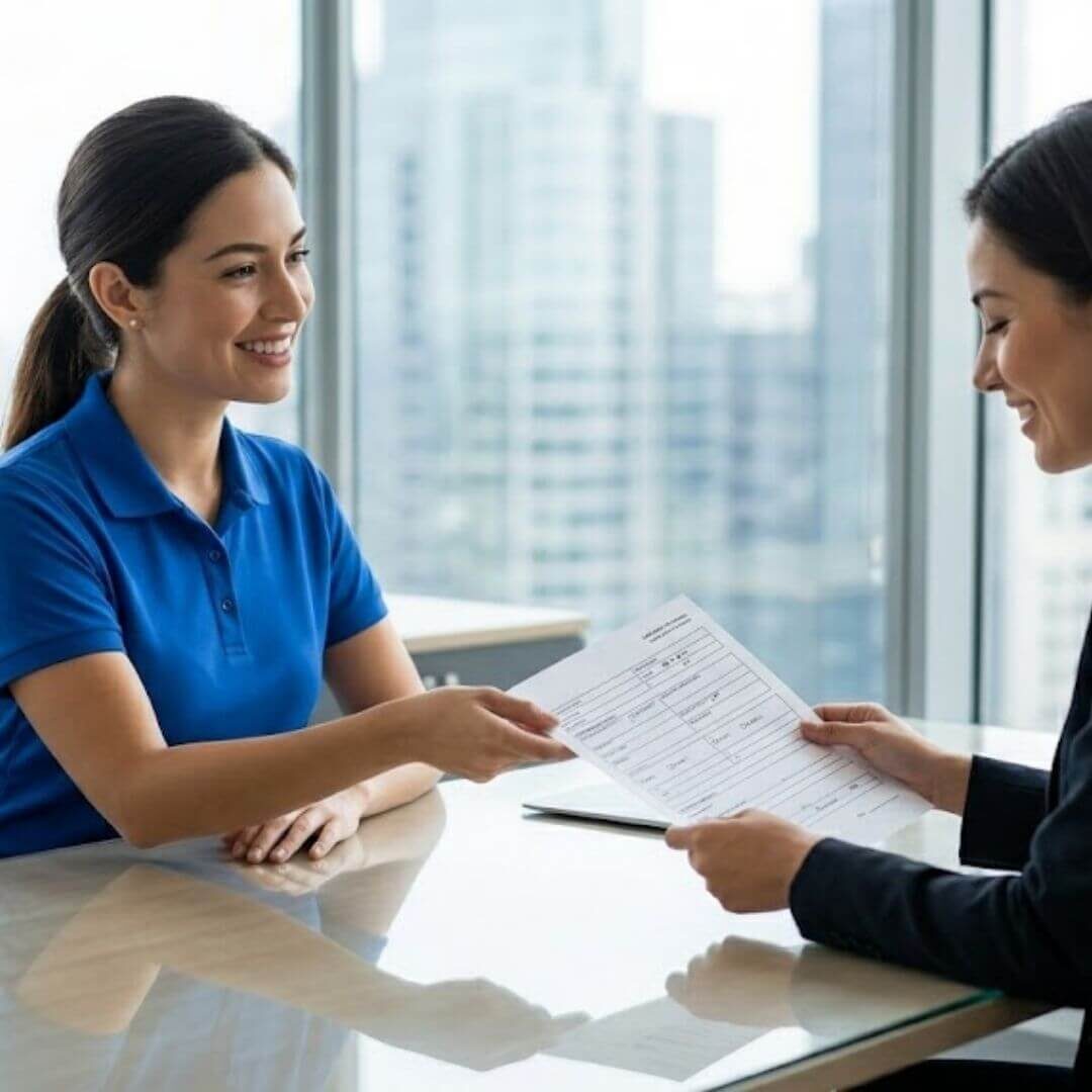 mover explaining something to a customer