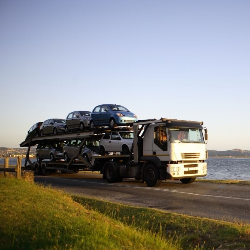 car carrier on the road