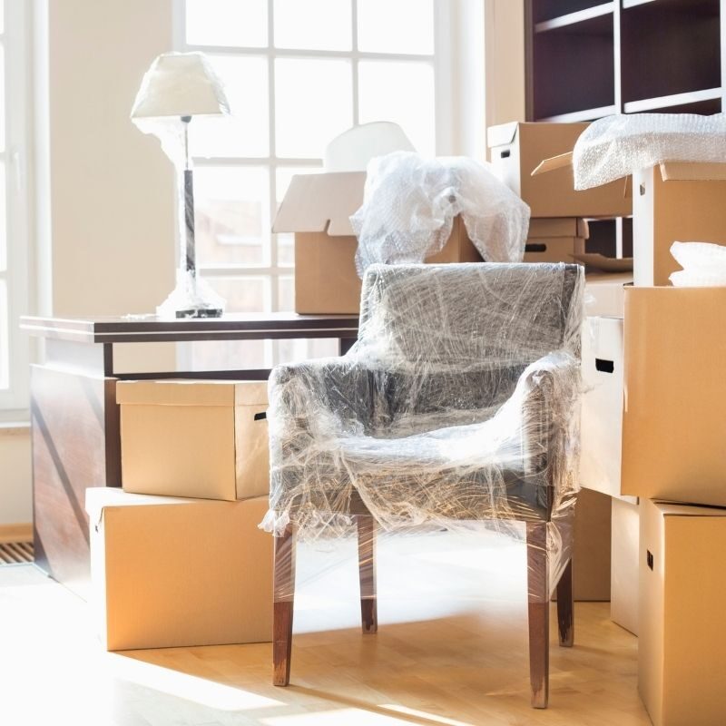 office furniture ready to be moved